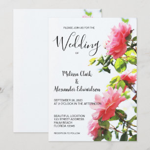 Moderne elegante blush roze rozen bruiloft uitnodi save the date
