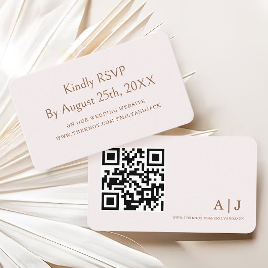 Moderne Elegante Boho Champagne Bruiloft RSVP QR C Informatiekaartje