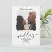 Moderne Elegante Boho foto bruiloft uitnodiging (Staand voorkant)