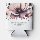 Moderne Elegante Boho Roze Bloemenbruiloft Blikjeskoeler (Voorkant)