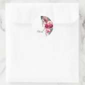 Moderne elegante bordeauxrode roos ronde sticker (Tas)