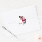 Moderne elegante bordeauxrode roos ronde sticker (Envelop)