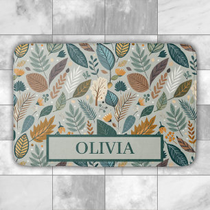 Moderne Elegante Botanische Bladeren Patroon Badmat