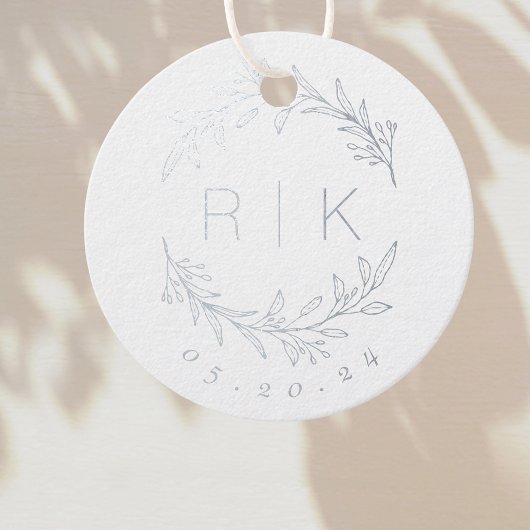 Moderne Elegante Botanische Initialen Bruiloft Mon Bedankjes Labels