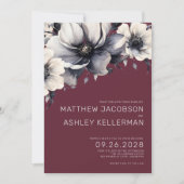 Moderne Elegante Bourgondische Rode Bloemen Bruilo Kaart (Voorkant)