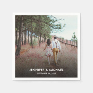 Moderne elegante bruid en bruidegom foto bruiloft servet