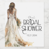 Moderne Elegante Bruid in Trouwjurk Vrijgezellenfe Wijn Etiket (Enkel label)