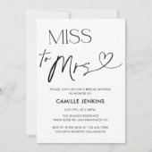 Moderne Elegante Bruidsfeest Miss To Mrs Kaart (Voorkant)