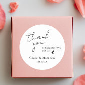 Moderne elegante bruiloft gunst dank u ronde sticker