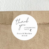Moderne elegante bruiloft gunst dank u ronde sticker