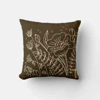 Moderne Elegante Bruine Witte Bloemen Kussen