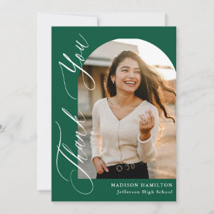 Moderne Elegante Calligrafie Groene Foto Afstudere Bedankkaart