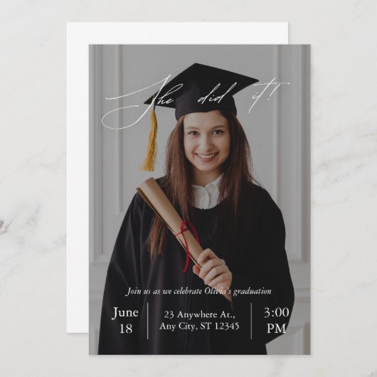 Moderne Élégante Célébration Graduation Invitation (Devant / Derrière)