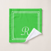 Moderne Élégante Chaux Vertes & Monogramme Blanc (Gant de toilette)