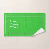 Moderne Élégante Chaux Vertes & Monogramme Blanc (Serviette à main)