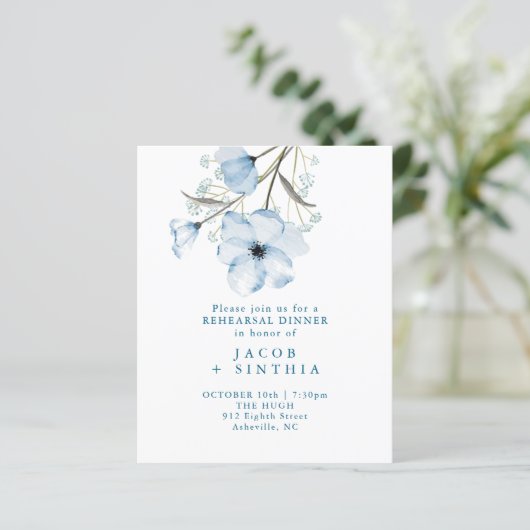 Moderne elegante Chic Dusty Blue Wedding Program (Staand voorkant)