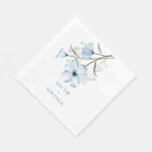 Moderne Elegante Chic Stofblauwe Huwelijk Servet