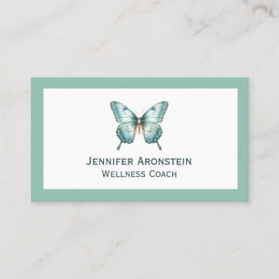 Moderne Elegante Chic Teal Vlinder Visitekaartje