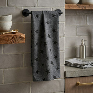 Moderne Elegante Chic Zwarte Ster Patroon Theedoek
