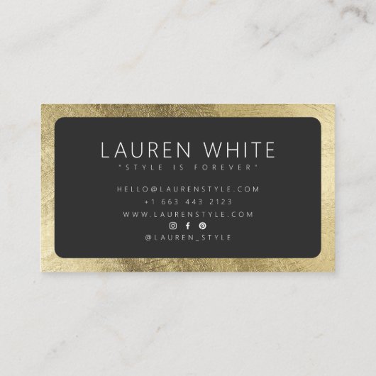 Moderne elegante chique goud zwart afgerond minima visitekaartje (Achterkant)
