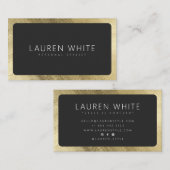 Moderne elegante chique goud zwart afgerond minima visitekaartje (Voorkant / Achterkant)
