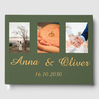 Moderne elegante chique handgeschreven foto bruilo gastenboek