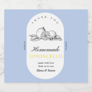 Moderne elegante citroenen Limoncello bruiloft fle Likeurfles Etiket
