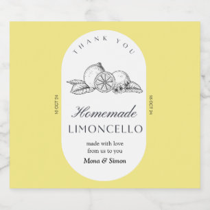 Moderne elegante citroenen Limoncello bruiloft fle Likeurfles Etiket