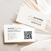 Moderne Elegante Crème + Gele Typografie QR Code