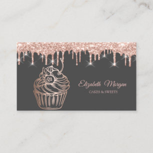 Moderne Elegante Cupcake, Snoepjes, Druppels Visitekaartje