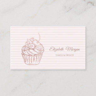Moderne Elegante Cupcake, Snoepjes, Gestreepte Visitekaartje