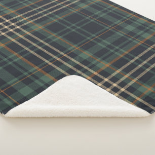 Moderne Elegante Donkergroene Plaid Sherpa Deken