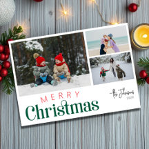 Moderne Elegante Drie Foto Collage Kerstmis