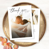 Moderne Elegante Eenvoudige Chic Script 2 Fotobrui Bedankkaart