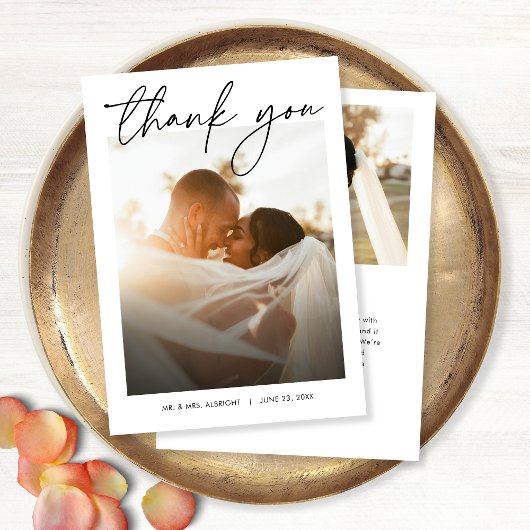 Moderne Elegante Eenvoudige Hand Geschreven Foto H Bedankkaart