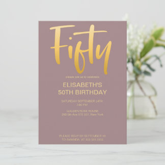 Moderne Elegante Eenvoudige Mauve 50ste Verjaardag Kaart