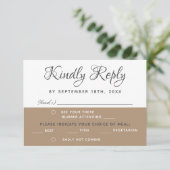 Moderne Elegante Eenvoudige Script RSVP Menu Keuze (Staand voorkant)