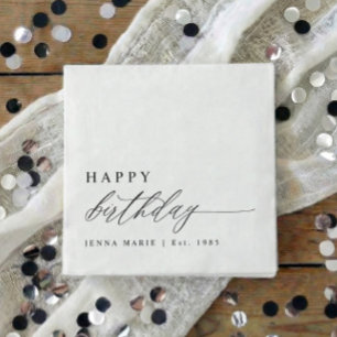 Moderne Elegante Eenvoudige Verjaardag Script Servet