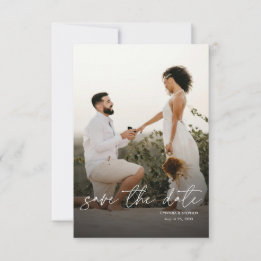 Moderne Elegante Eenvoudige Verticale Foto Huwelij Save The Date