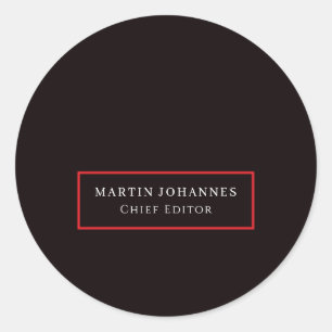 Moderne Elegante Eenvoudige Zwarte Minimalist Ronde Sticker
