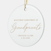 Moderne Elegante Eerste Kerstmis als Grootouders Keramisch Ornament (Links)