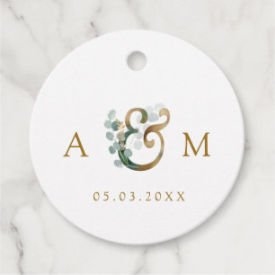 Moderne elegante Eucalyptus Ampersand bruiloft Bedankjes Labels