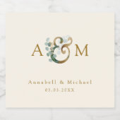 Moderne elegante Eucalyptus Ampersand bruiloft Sparkling Wijnetiket (Enkel label)