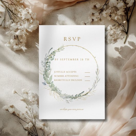 Moderne Elegante Eucalyptus Bruiloft RSVP Kaartje