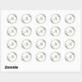 Moderne Elegante Eucalyptus Krans MONOGRAM Boho Ronde Sticker (Vel)