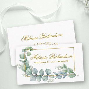 Moderne elegante eucalyptus laat groen goud achter visitekaartje