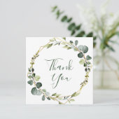 Moderne Elegante Eucalyptuskrans Stijlvol Kader Bedankkaart (Staand voorkant)