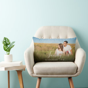 Moderne elegante familie foto samen script kussen