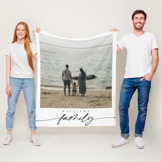 Moderne elegante familie fotoscript typografie fleece deken (In situ)