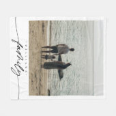 Moderne elegante familie fotoscript typografie fleece deken (Voorkant (Horizontaal))
